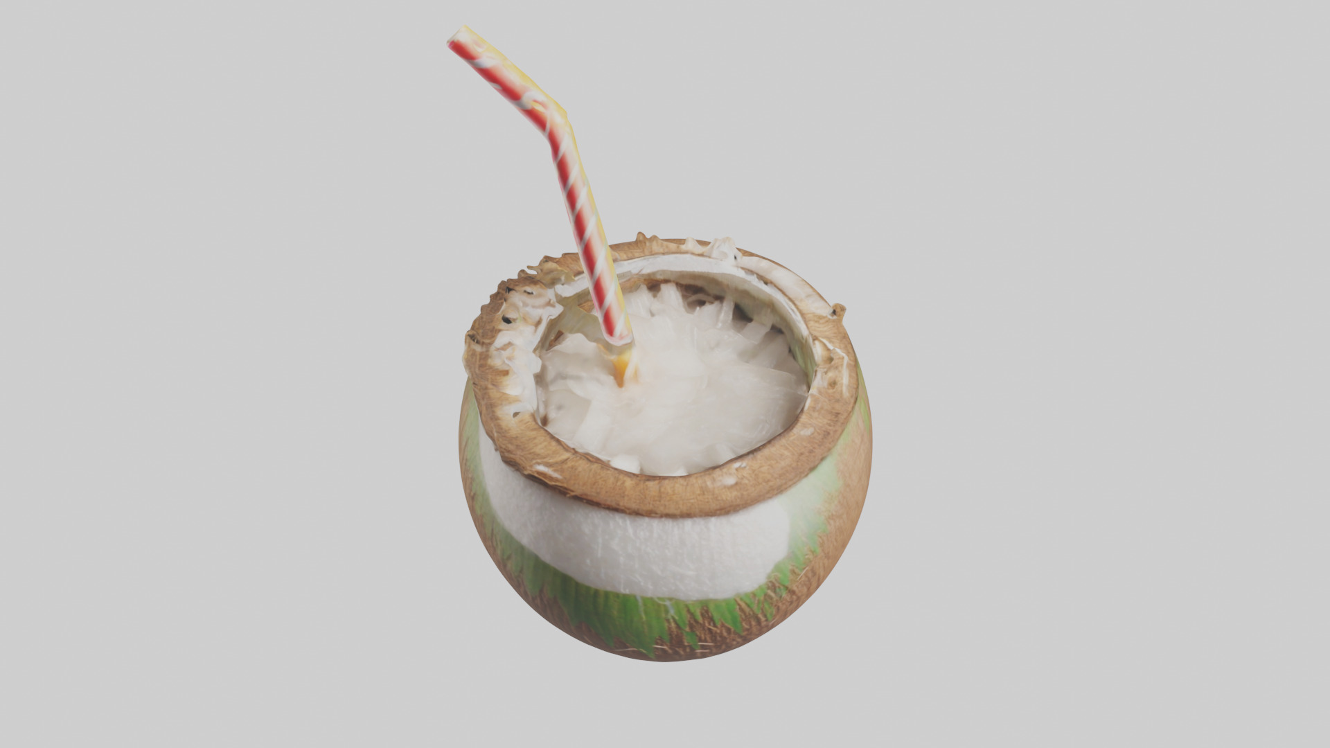 Coconut Drink with Straw model Low-poly 3D model_26