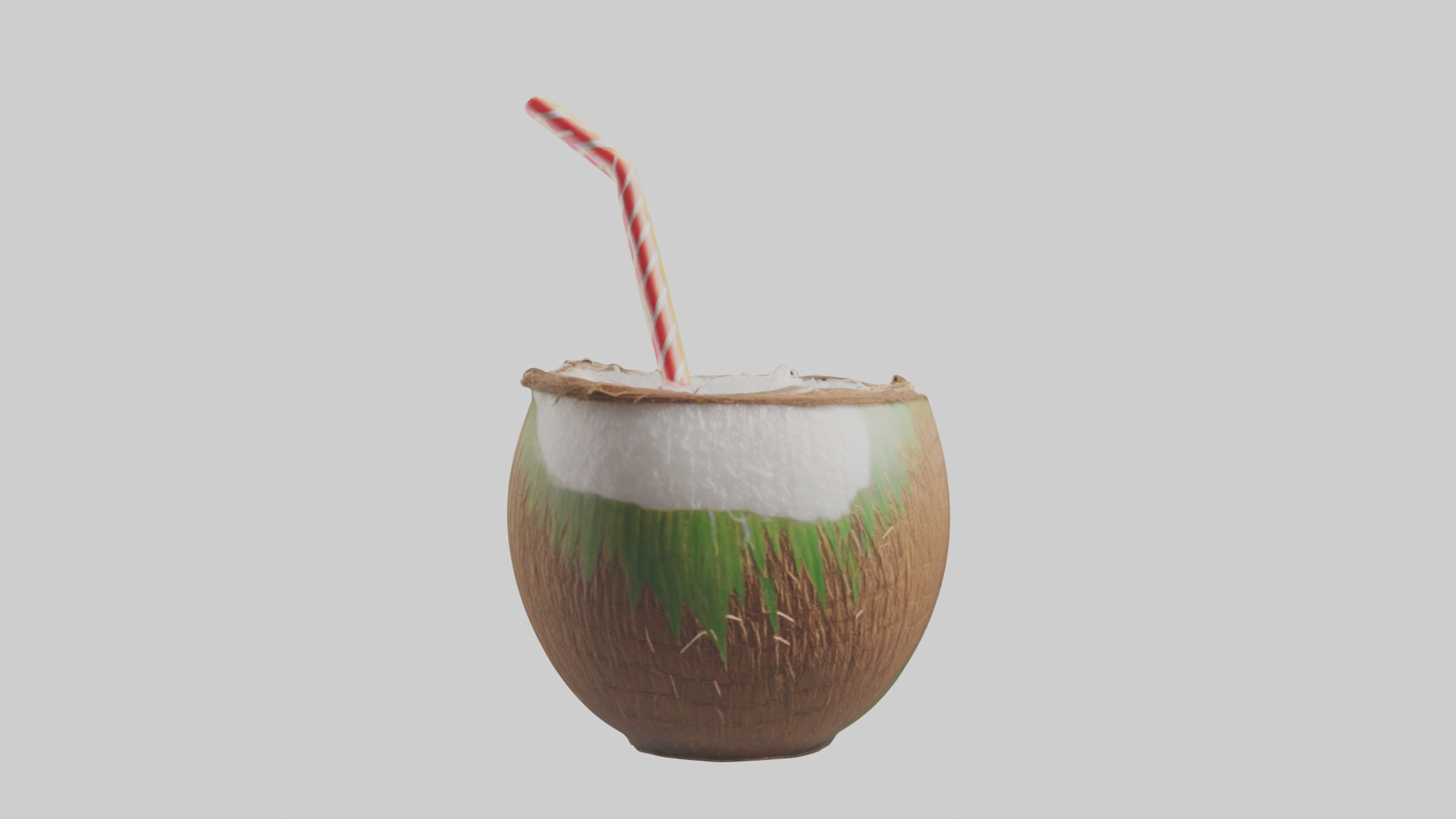 Coconut Drink with Straw model Low-poly 3D model_19