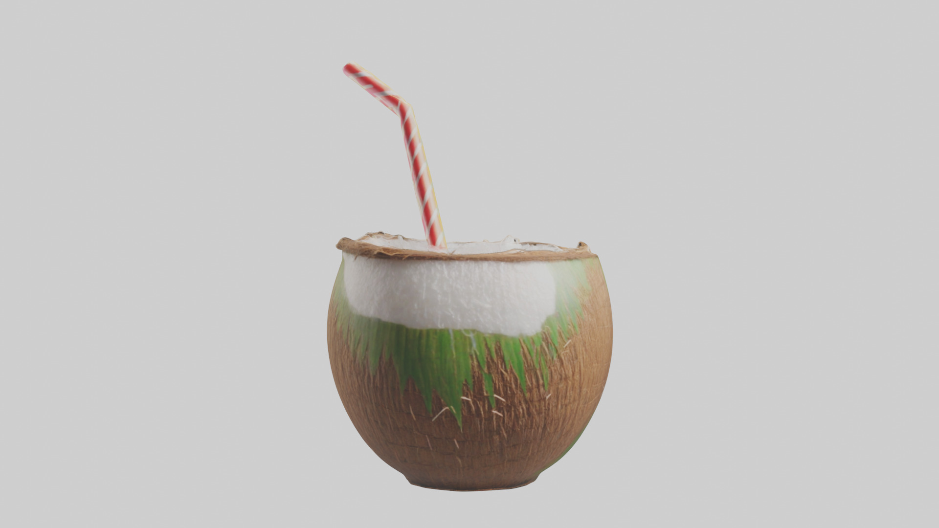 Coconut Drink with Straw model Low-poly 3D model_9