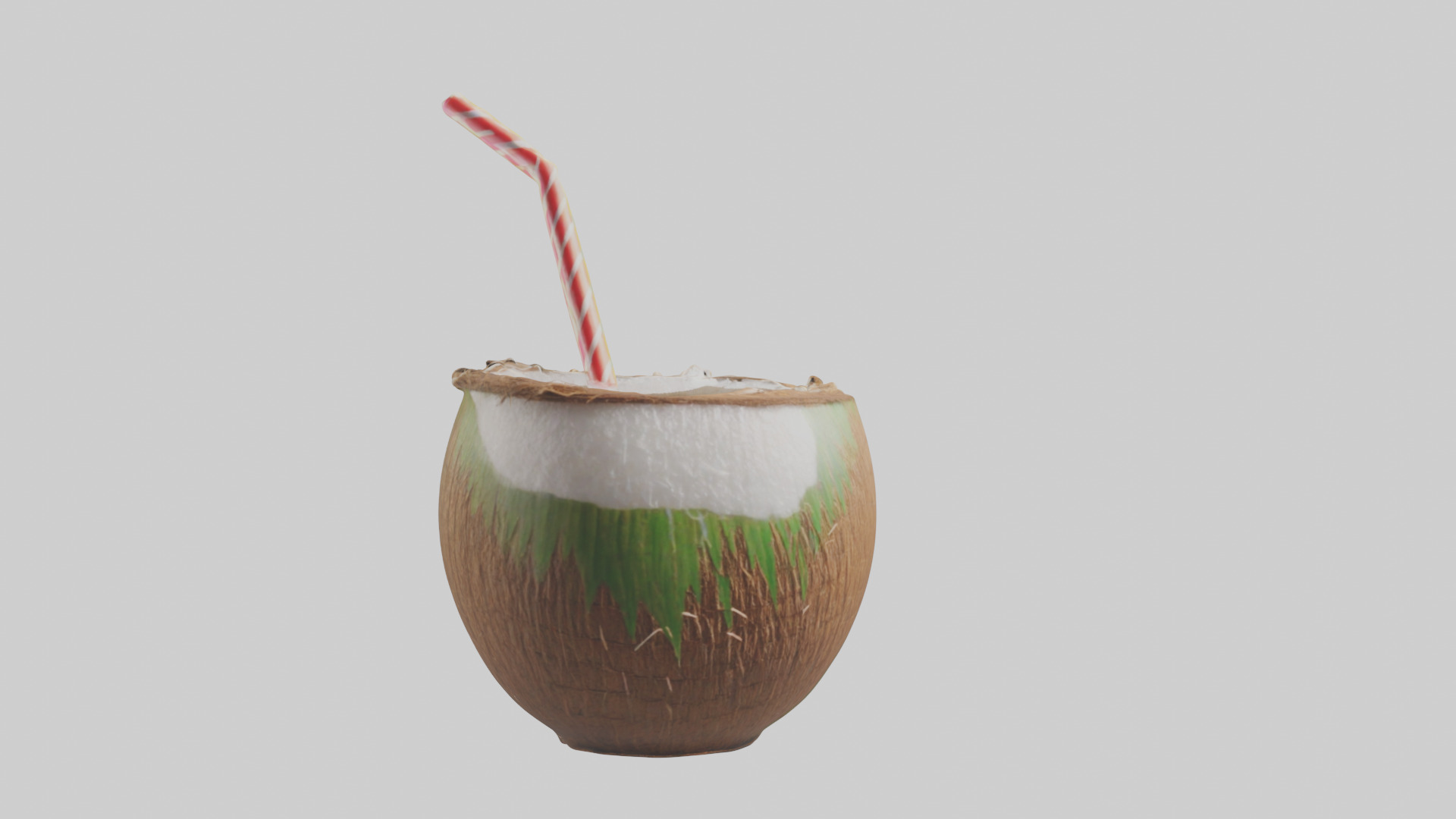 Coconut Drink with Straw model Low-poly 3D model_18