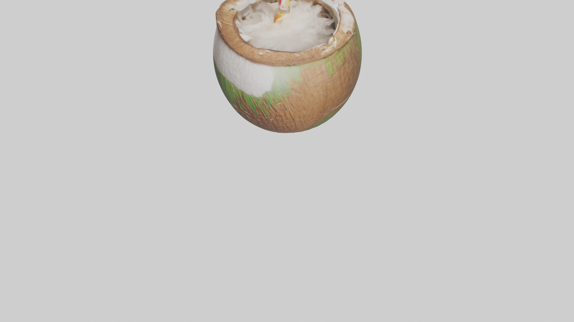 Coconut Drink with Straw model Low-poly 3D model_5