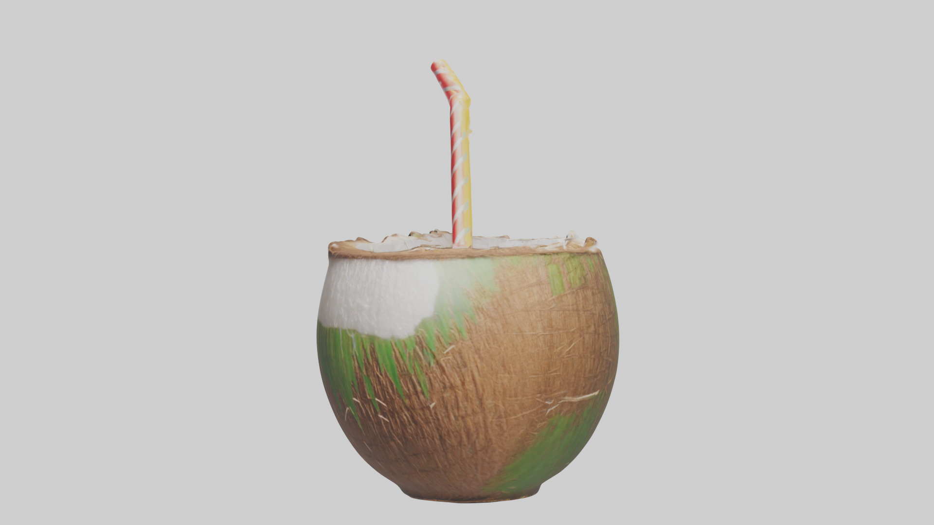 Coconut Drink with Straw model Low-poly 3D model_8