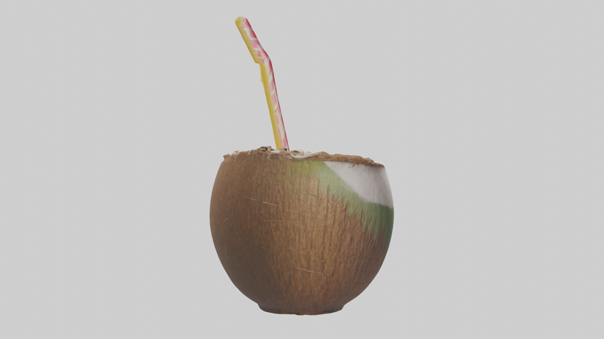 Coconut Drink with Straw model Low-poly 3D model_23