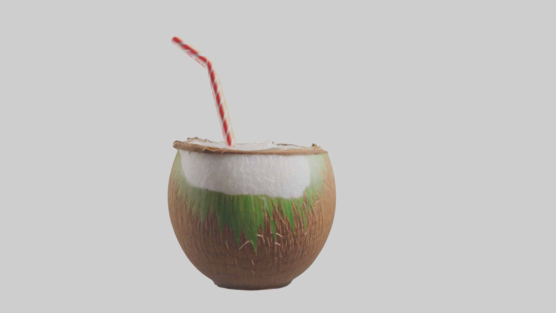 Coconut Drink with Straw model Low-poly 3D model_20