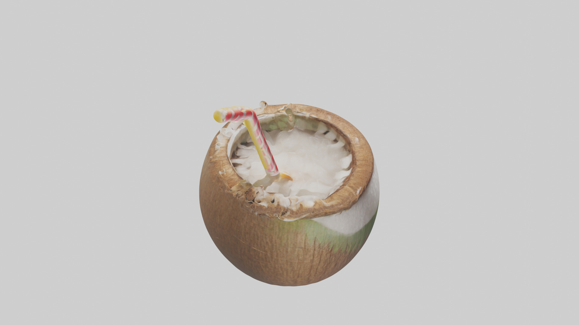 Coconut Drink with Straw model Low-poly 3D model_28