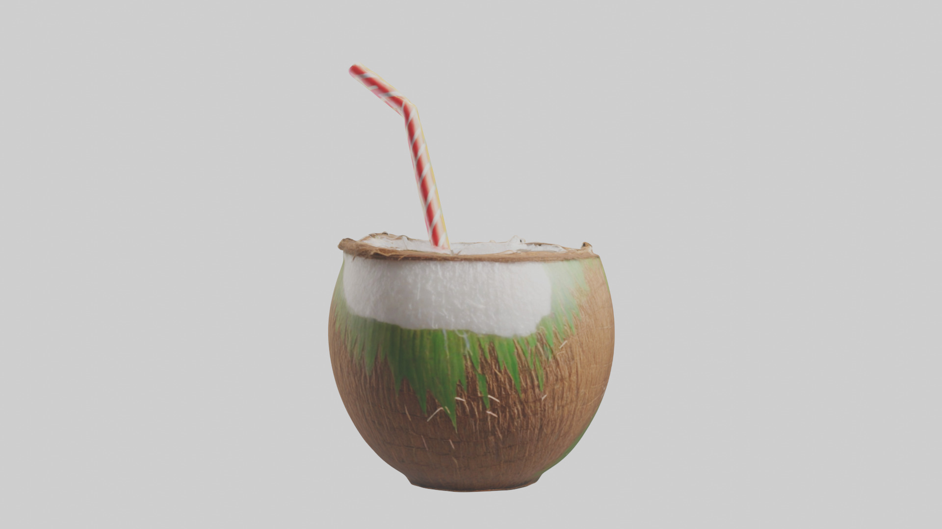 Coconut Drink with Straw model Low-poly 3D model_14