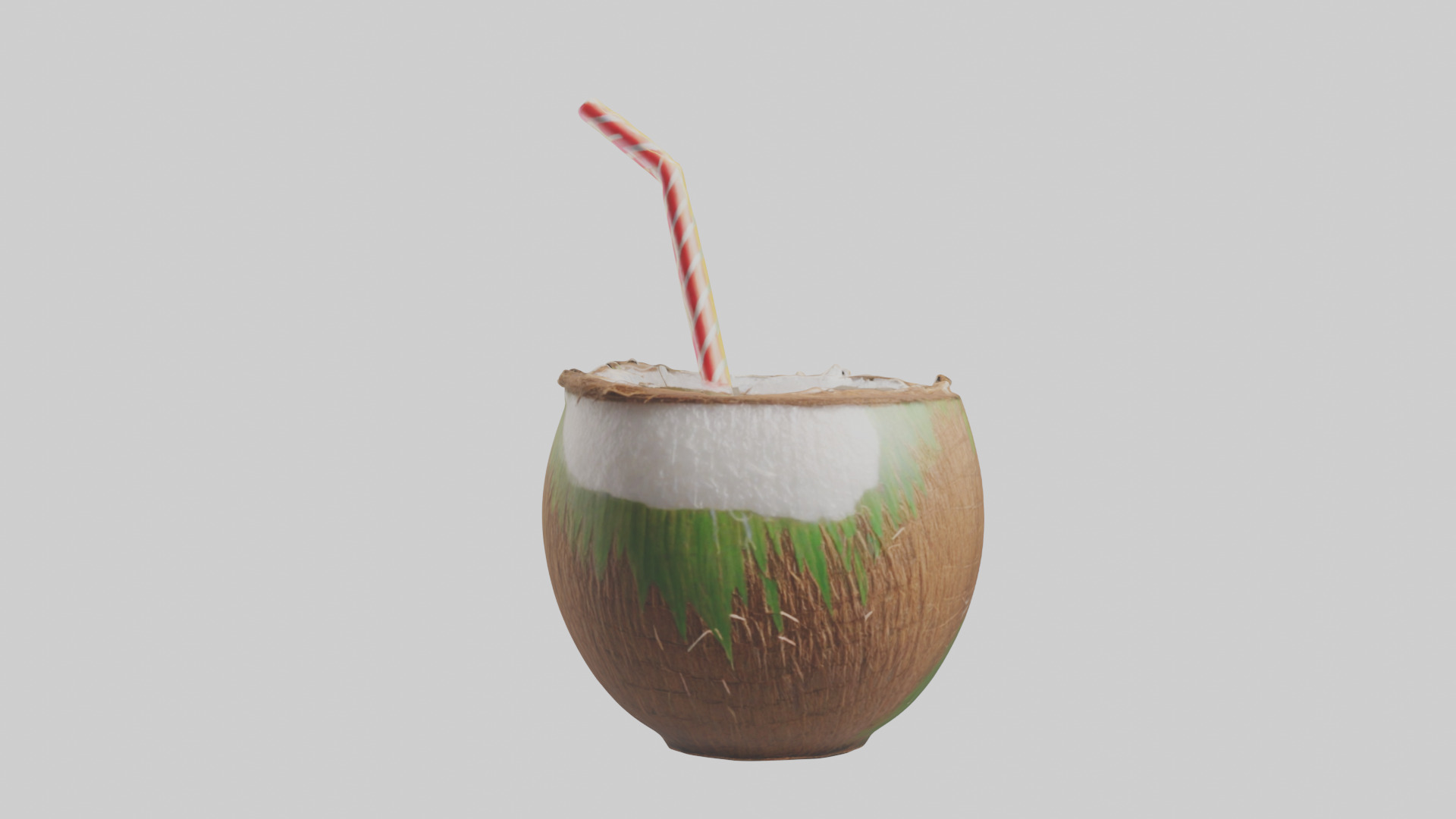 Coconut Drink with Straw model Low-poly 3D model_12