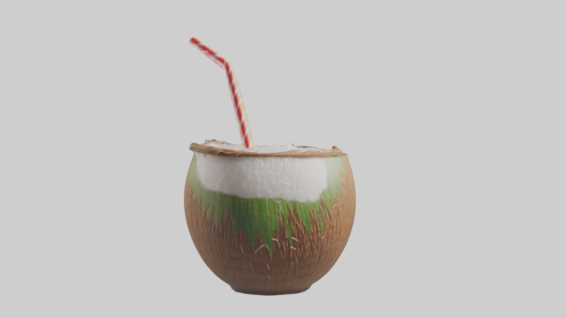 Coconut Drink with Straw model Low-poly 3D model_17