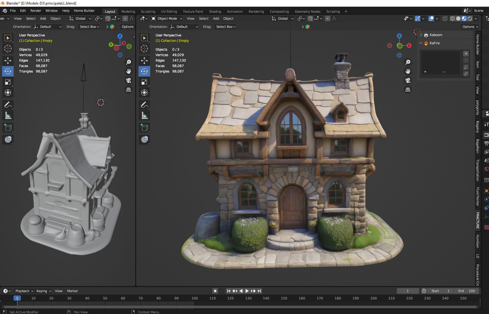 Medieval house Low-poly 3D model_2