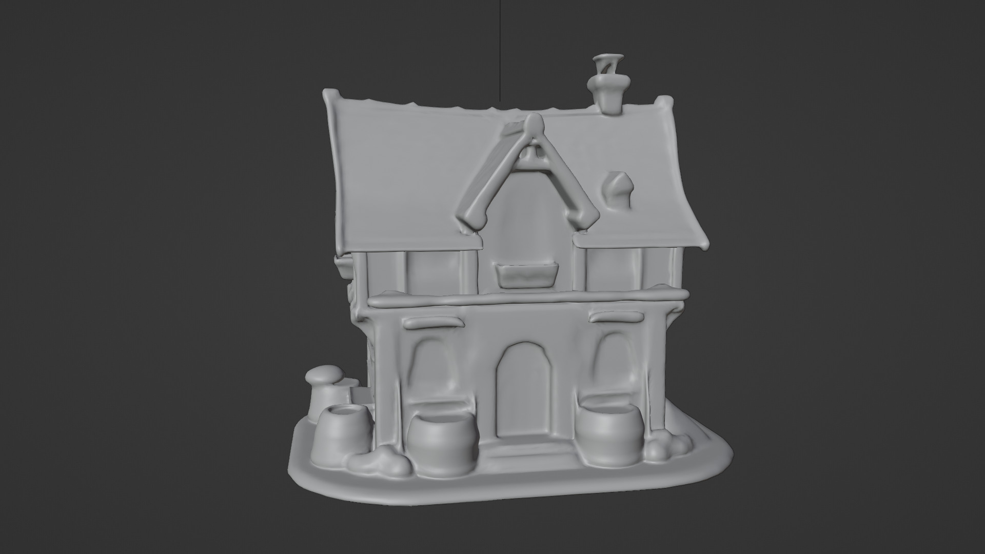Medieval house Low-poly 3D model_4