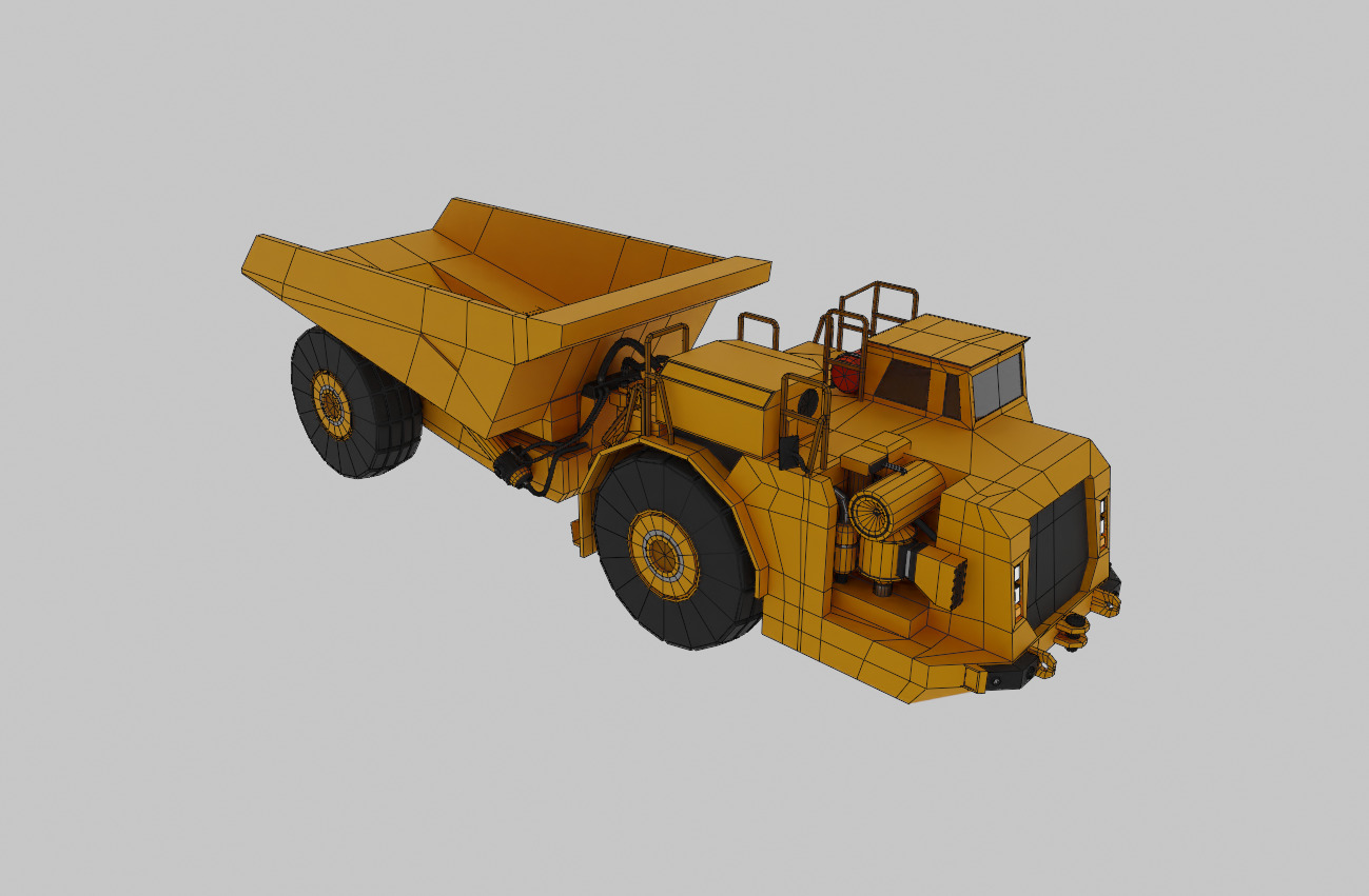 Underground Articulated Truck Heavy Vehicle Low-poly 3D model_10