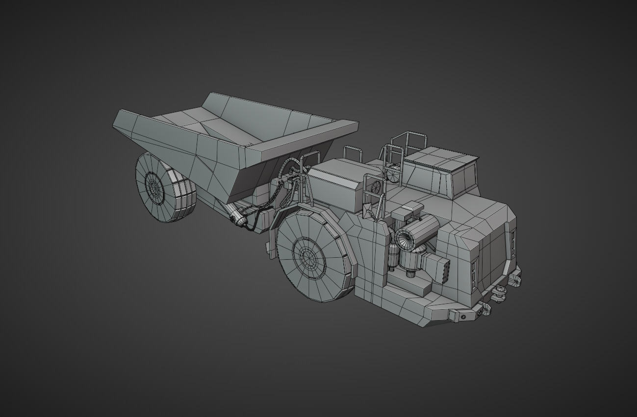 Underground Articulated Truck Heavy Vehicle Low-poly 3D model_12