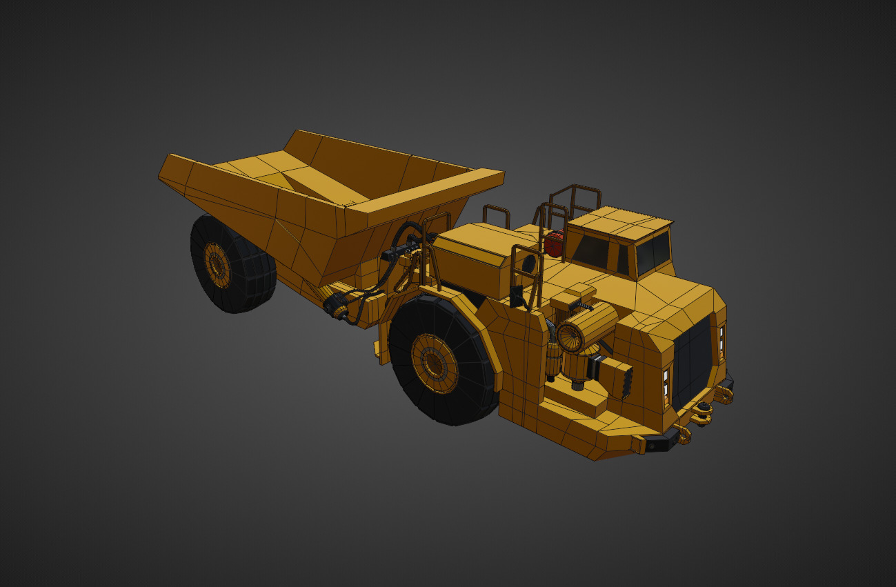 Underground Articulated Truck Heavy Vehicle Low-poly 3D model_11