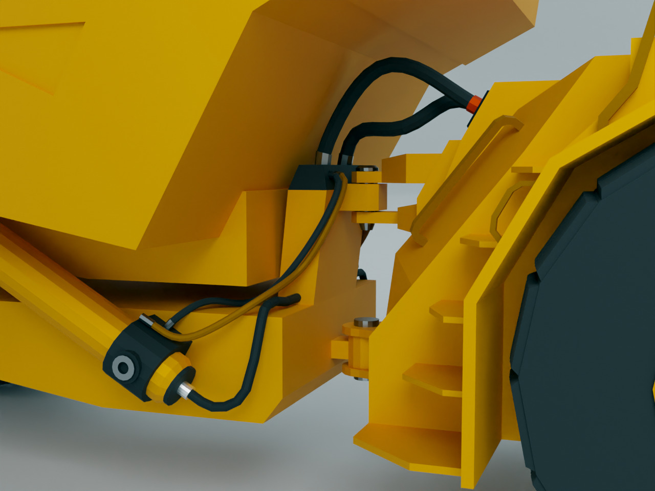 Underground Articulated Truck Heavy Vehicle Low-poly 3D model_9