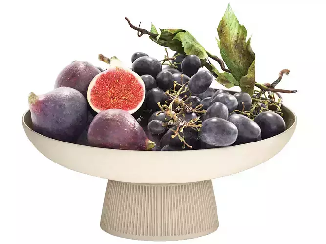 bowl of figs and black grapes