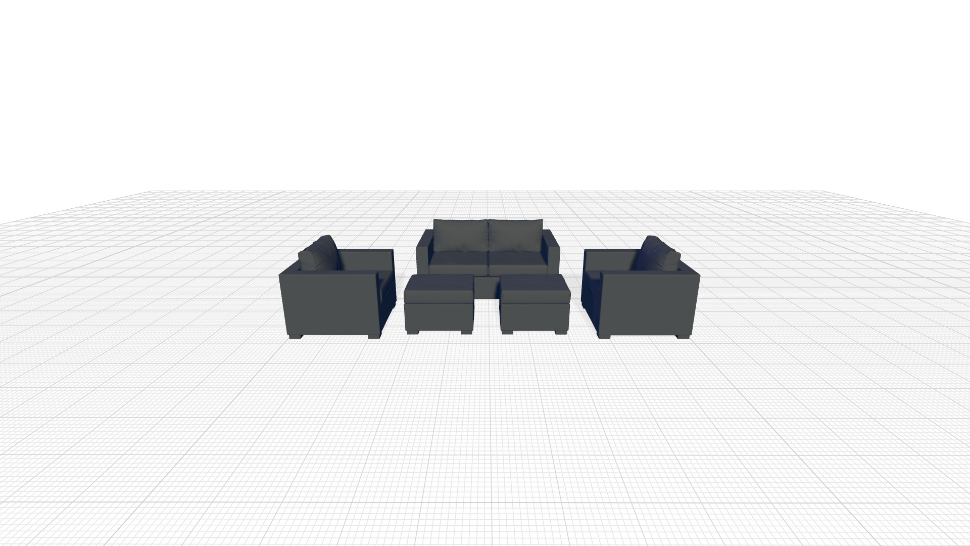 Sojourn Outdoor Patio Sunbrella Sectional Set 3D model_5