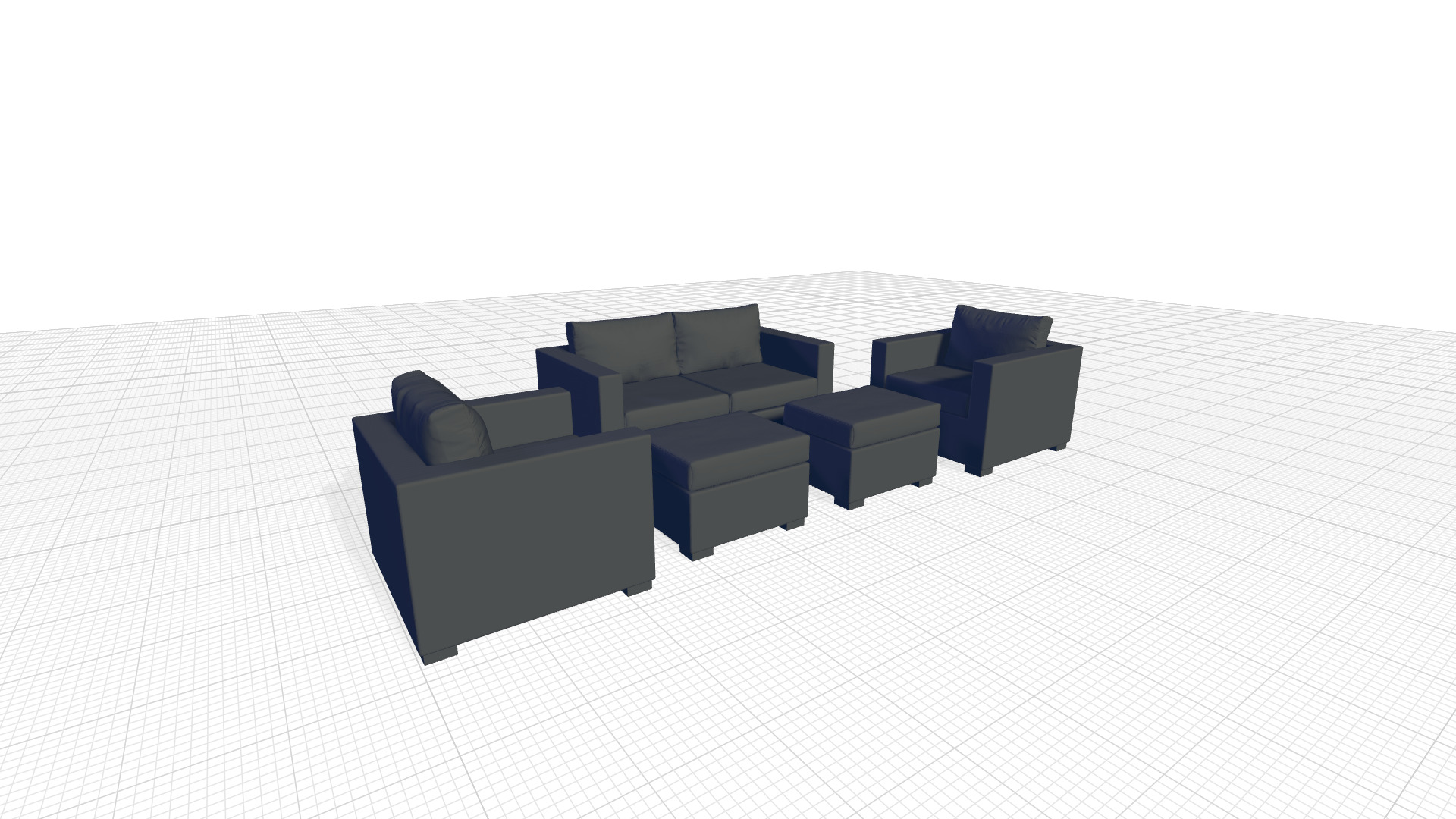 Sojourn Outdoor Patio Sunbrella Sectional Set 3D model_4