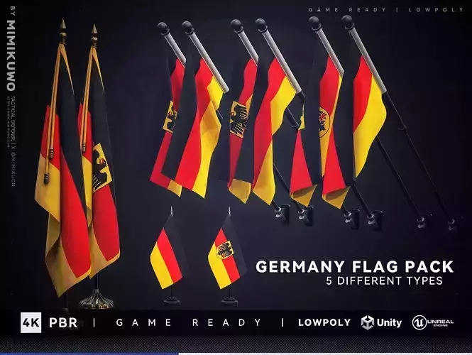 Germany FLAG Pack Low-poly  3D model Game Read