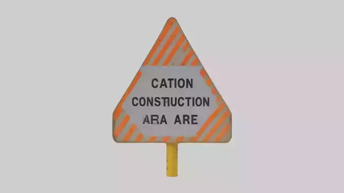 Construction Hazard Area Caution Sign model Low-poly 3D model