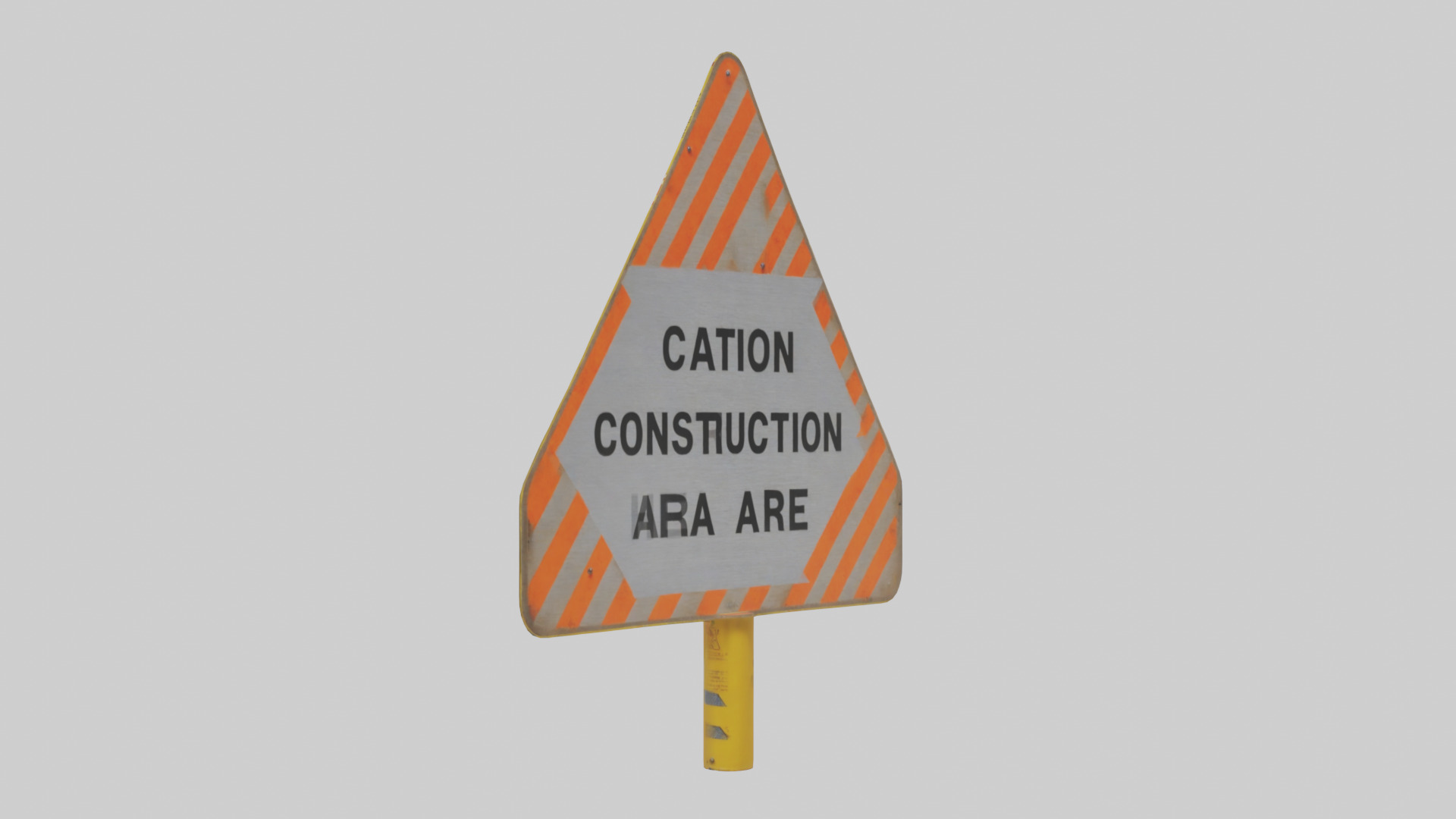 Construction Hazard Area Caution Sign model Low-poly 3D model_1