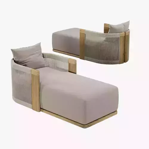 RH Striata Teak chaise