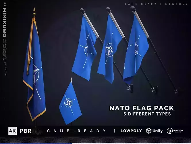 NATO FLAG  Pack Low-poly  3D model Game Read