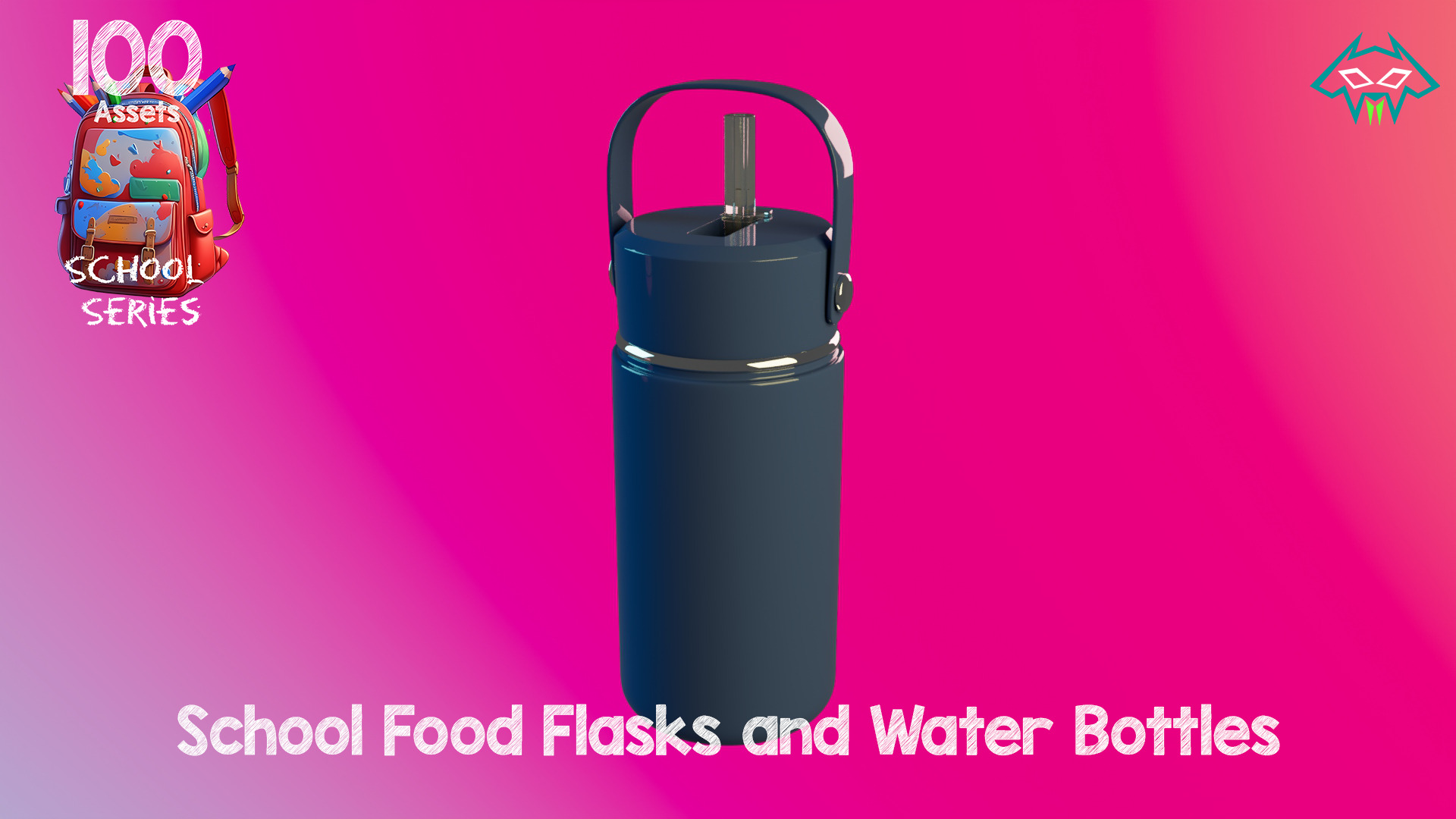 School Food Flasks and Water Bottles -100 Assets-School Series Low-poly 3D model_8