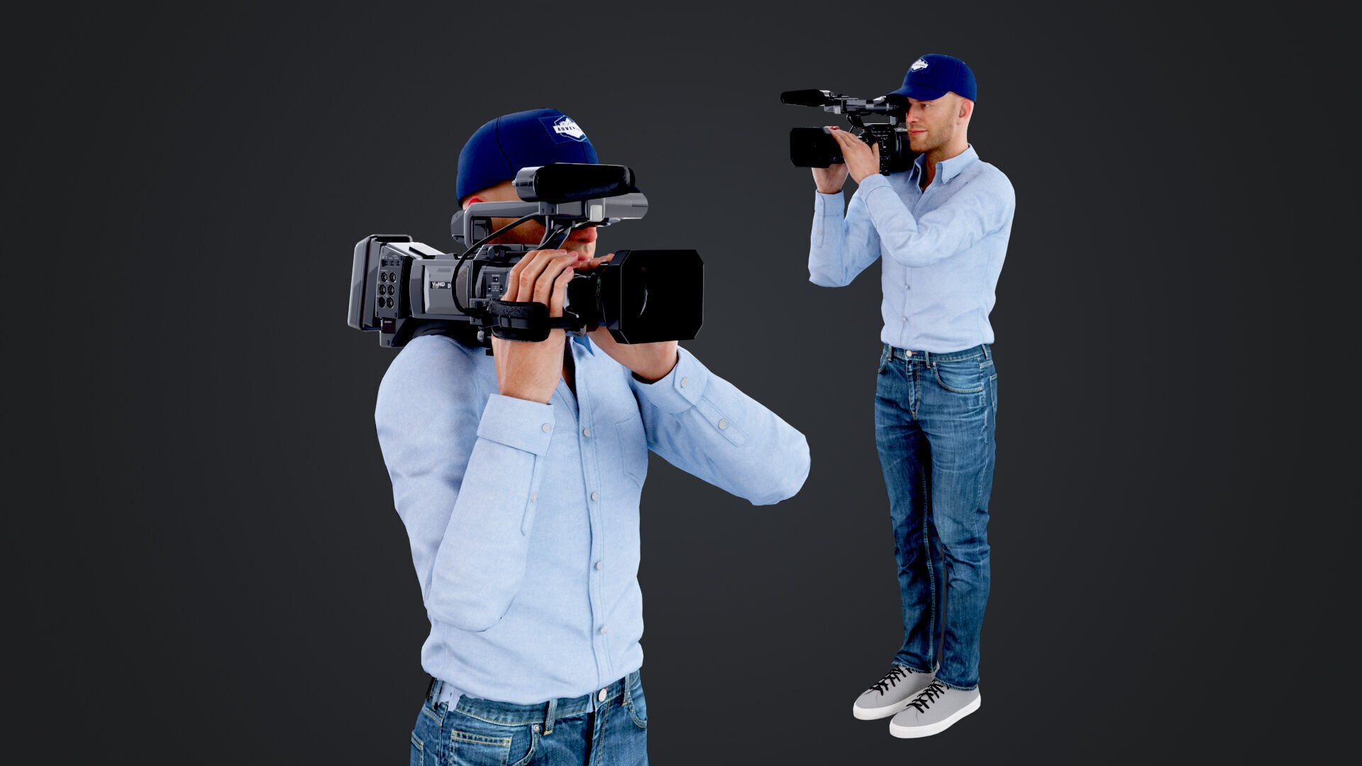Reporter and Cameraman Low-poly 3D model_2