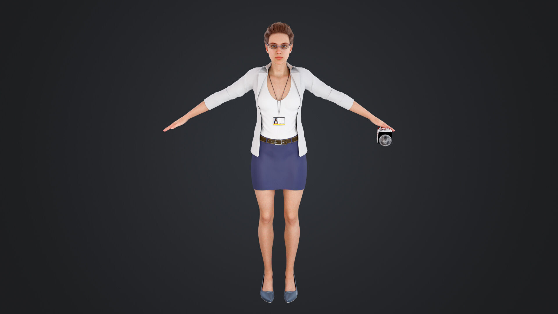 Reporter and Cameraman Low-poly 3D model_12