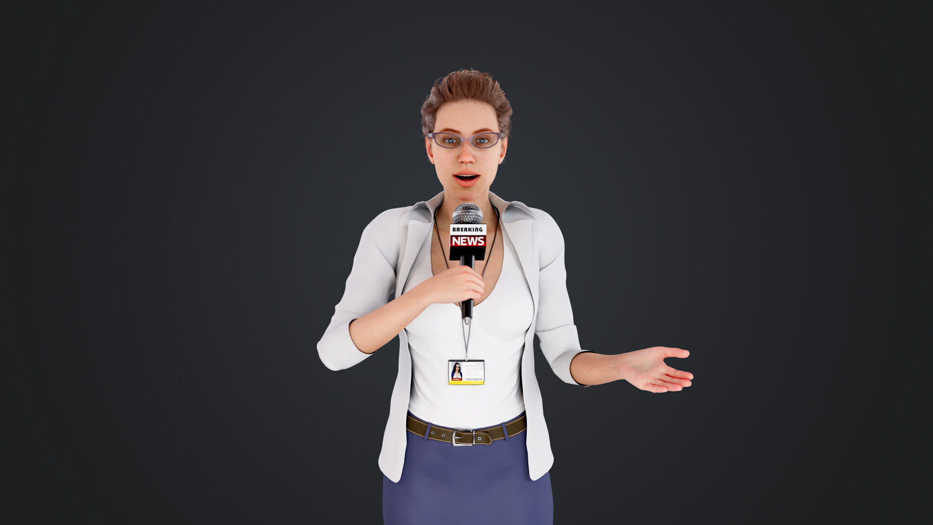 Reporter and Cameraman Low-poly 3D model_5