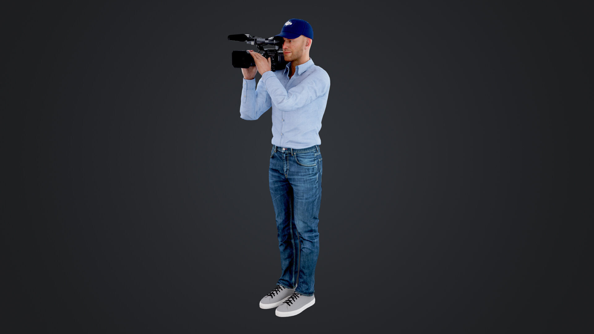 Reporter and Cameraman Low-poly 3D model_6