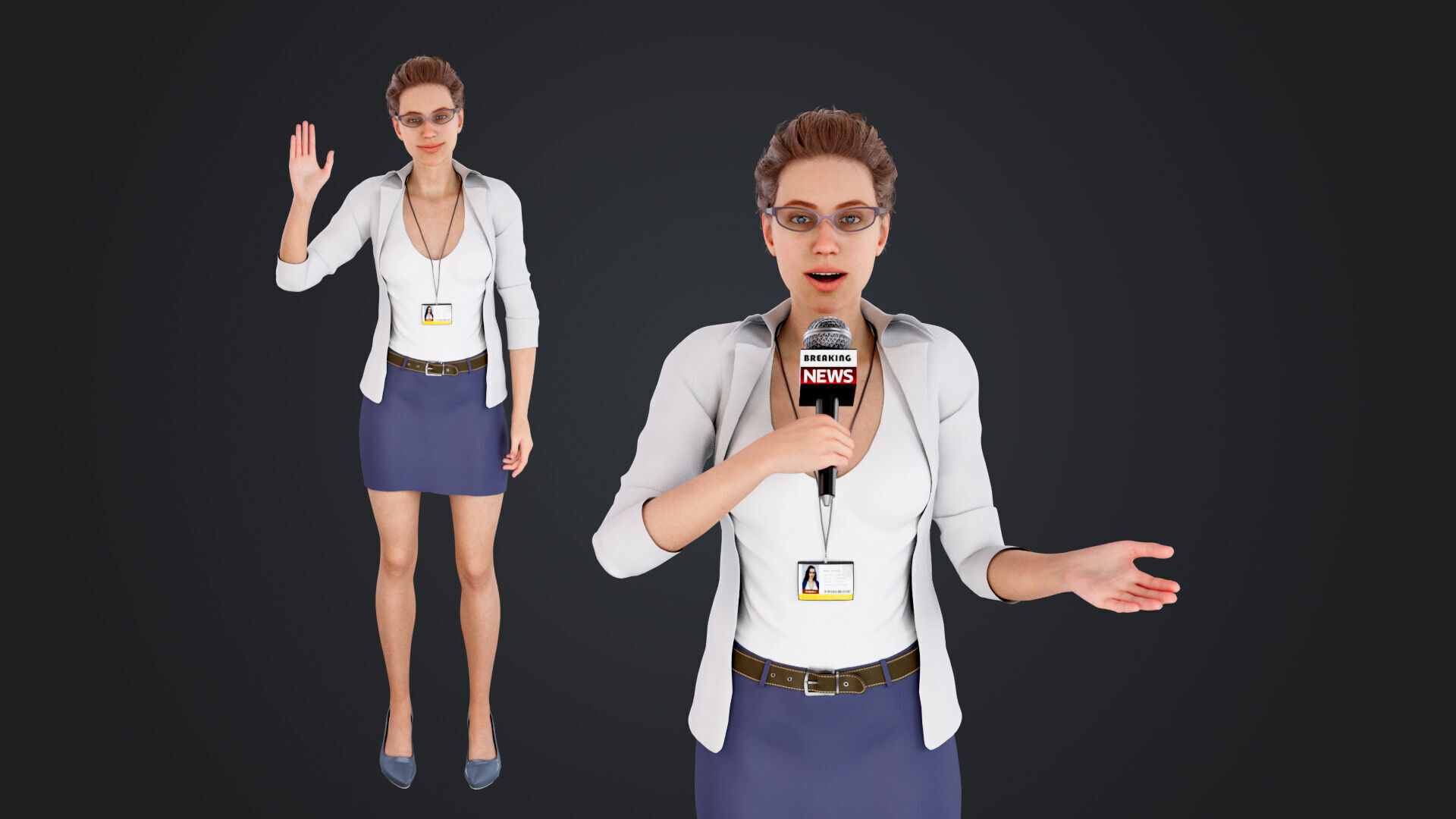 Reporter and Cameraman Low-poly 3D model_1