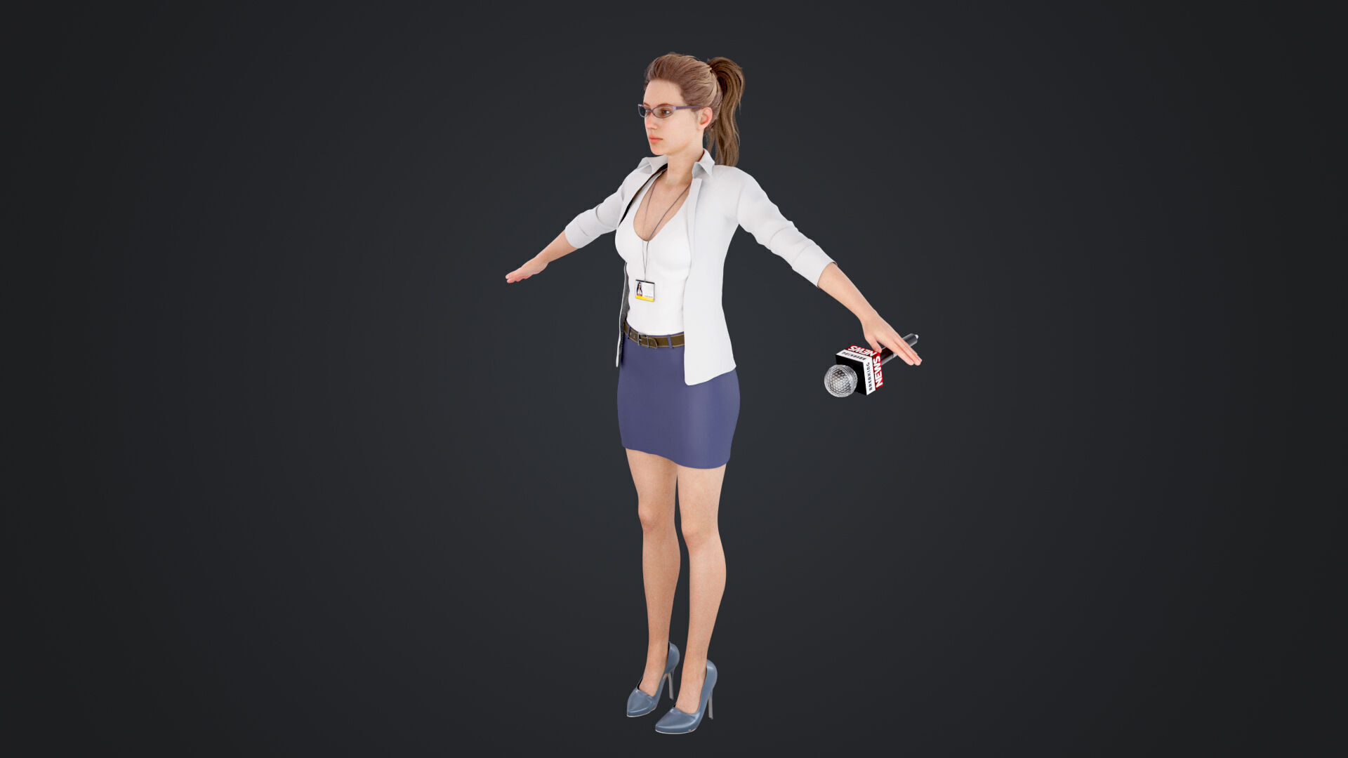 Reporter and Cameraman Low-poly 3D model_13