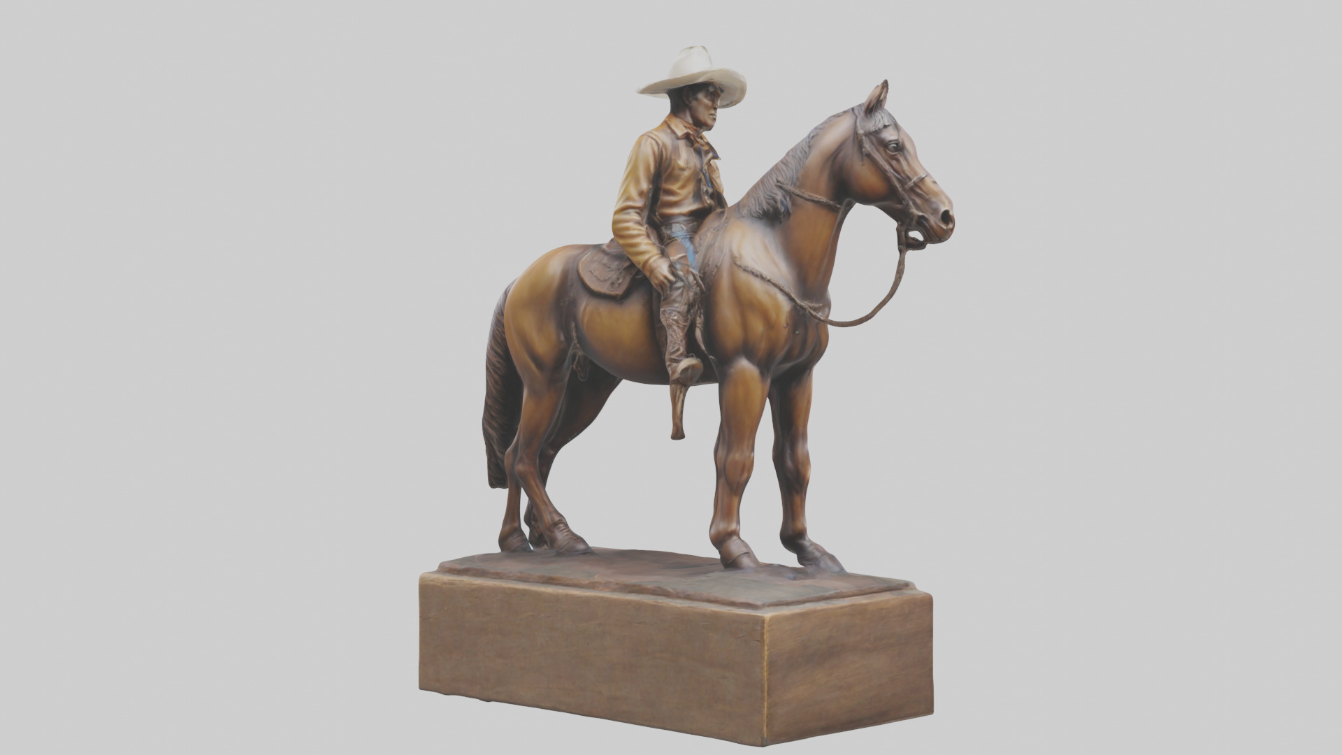 Cowboy and Horse statue model Low-poly 3D model_2