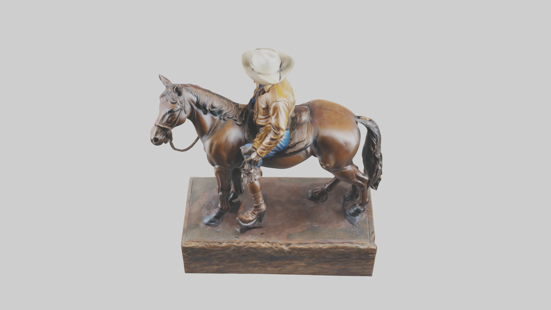 Cowboy and Horse statue model Low-poly 3D model_26