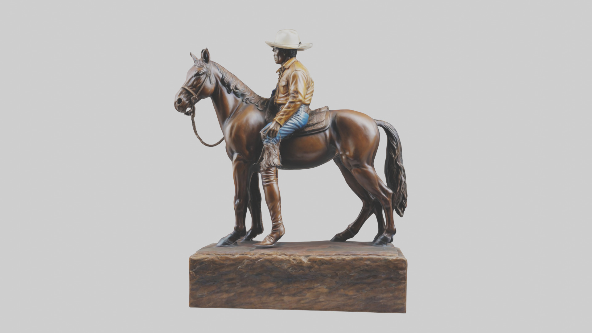 Cowboy and Horse statue model Low-poly 3D model_14