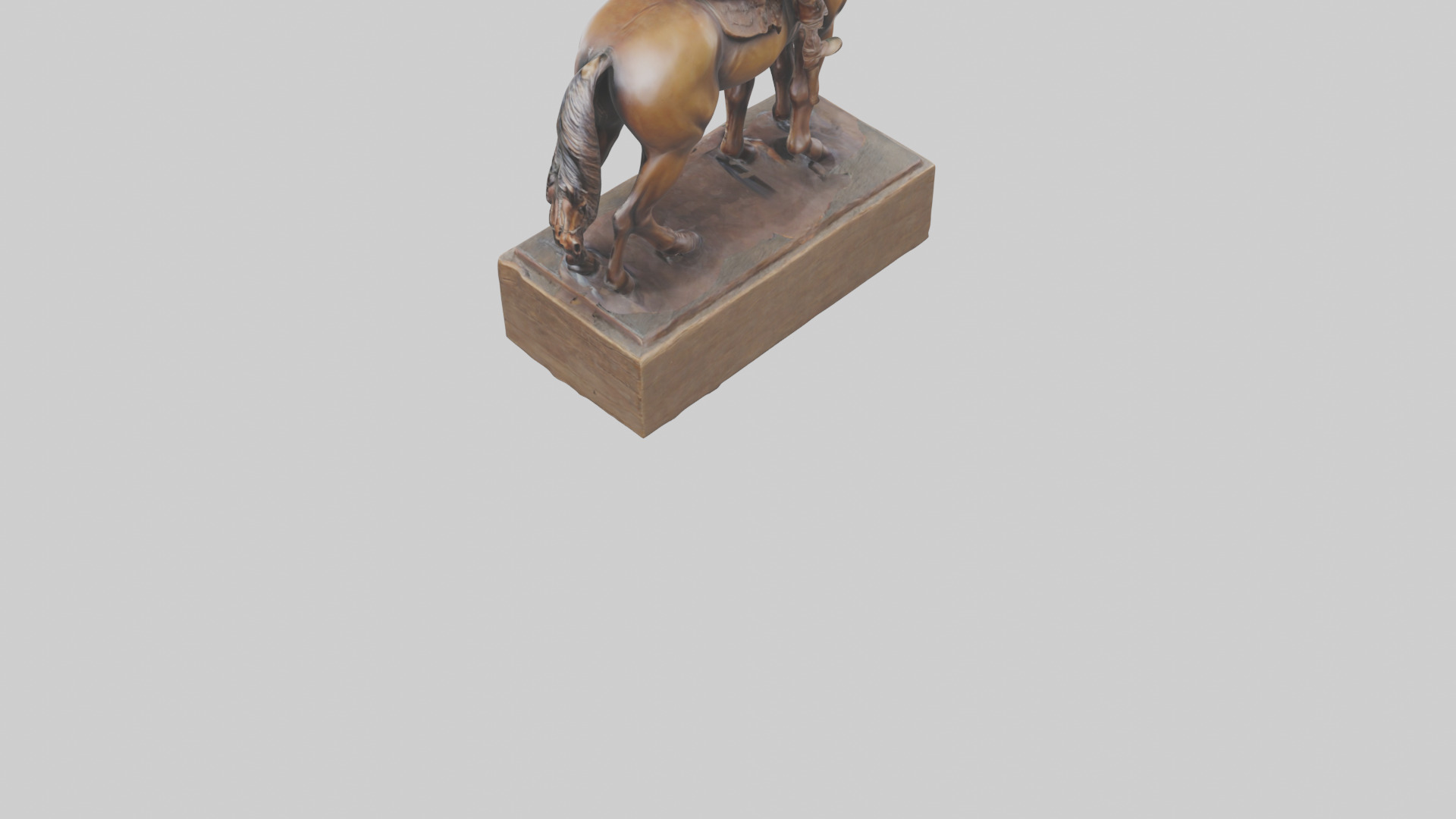 Cowboy and Horse statue model Low-poly 3D model_3