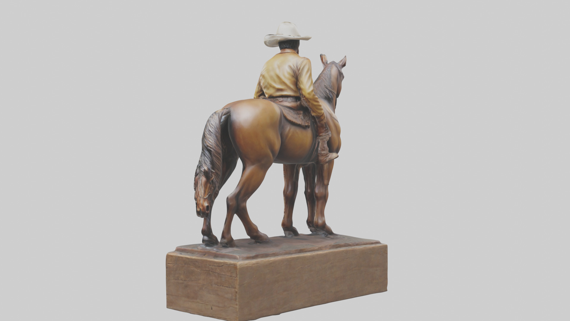Cowboy and Horse statue model Low-poly 3D model_1