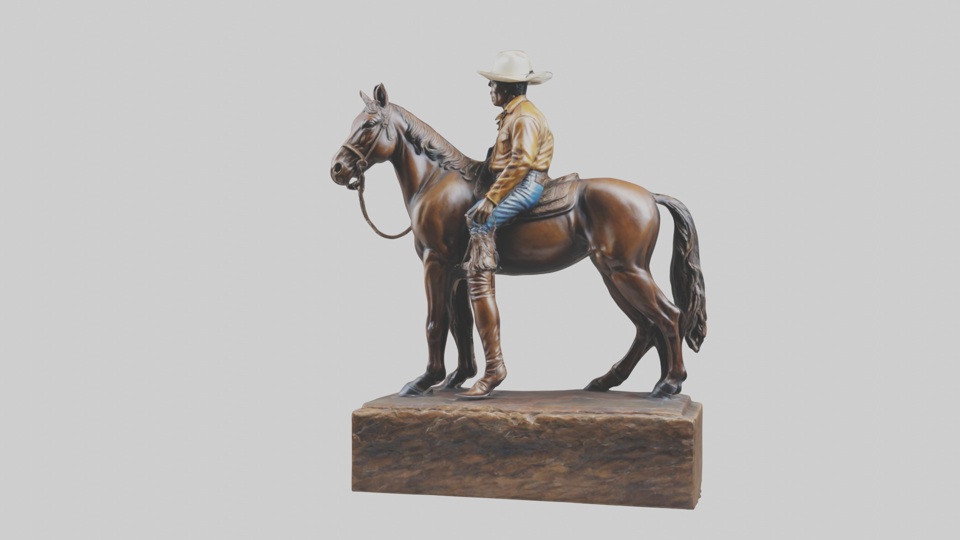 Cowboy and Horse statue model Low-poly 3D model_13