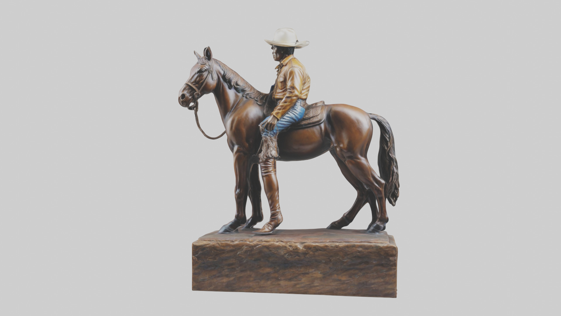 Cowboy and Horse statue model Low-poly 3D model_12