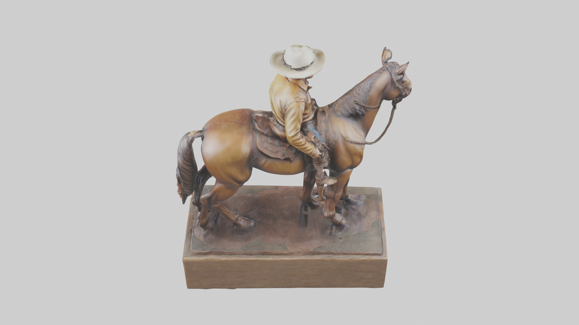 Cowboy and Horse statue model Low-poly 3D model_25