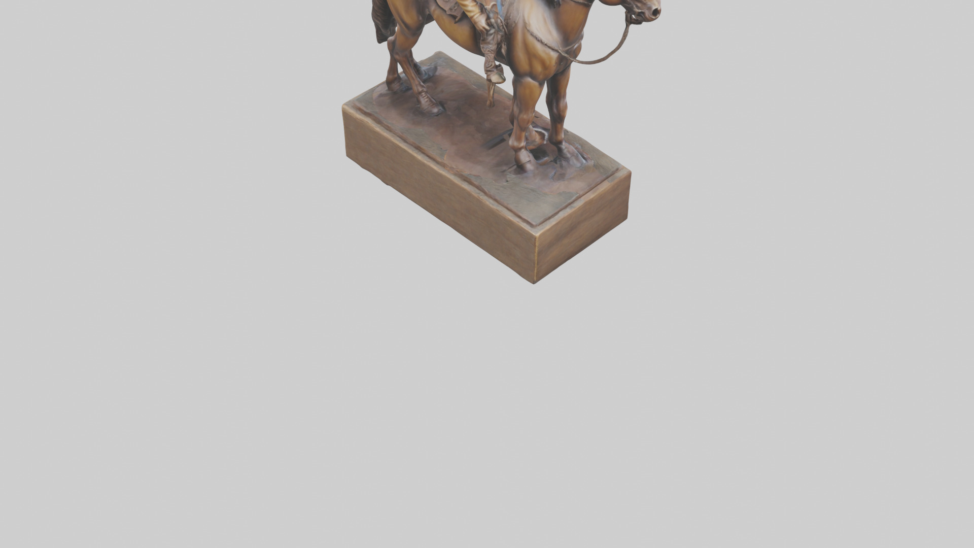 Cowboy and Horse statue model Low-poly 3D model_4