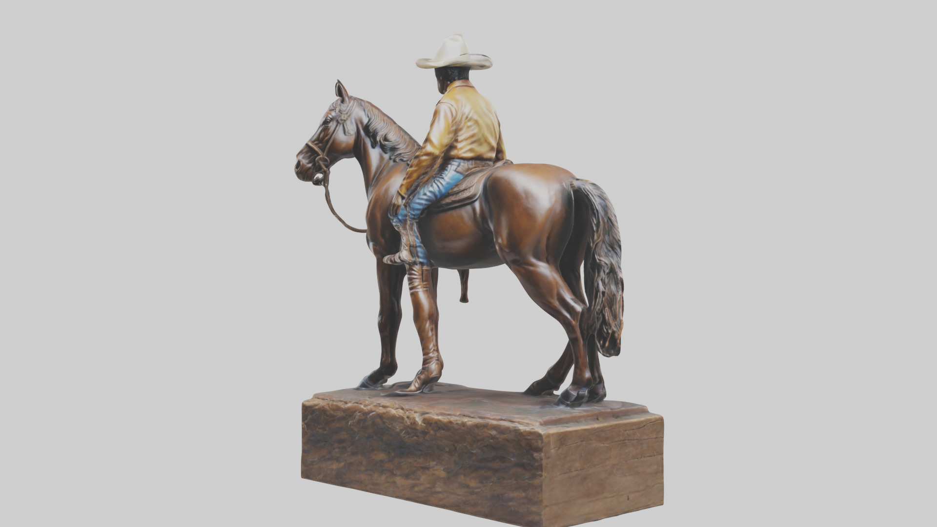 Cowboy and Horse statue model Low-poly 3D model_8