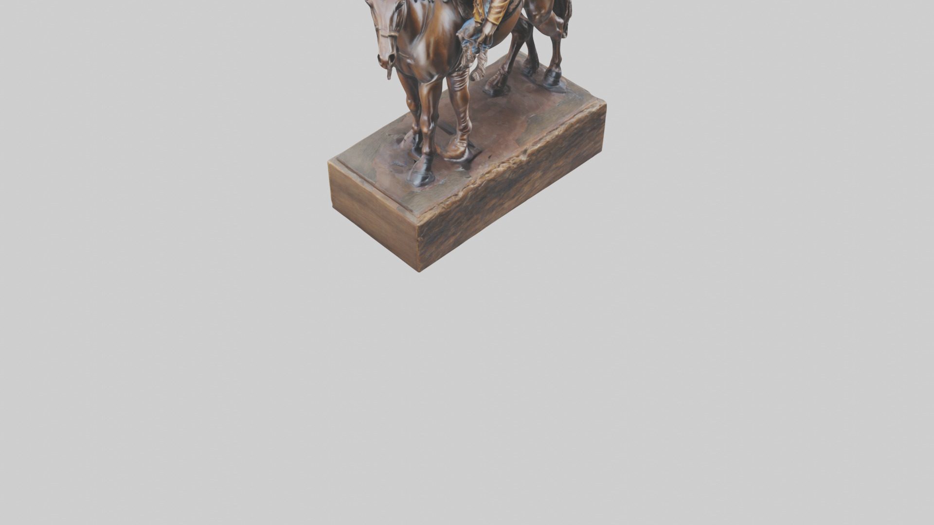 Cowboy and Horse statue model Low-poly 3D model_6