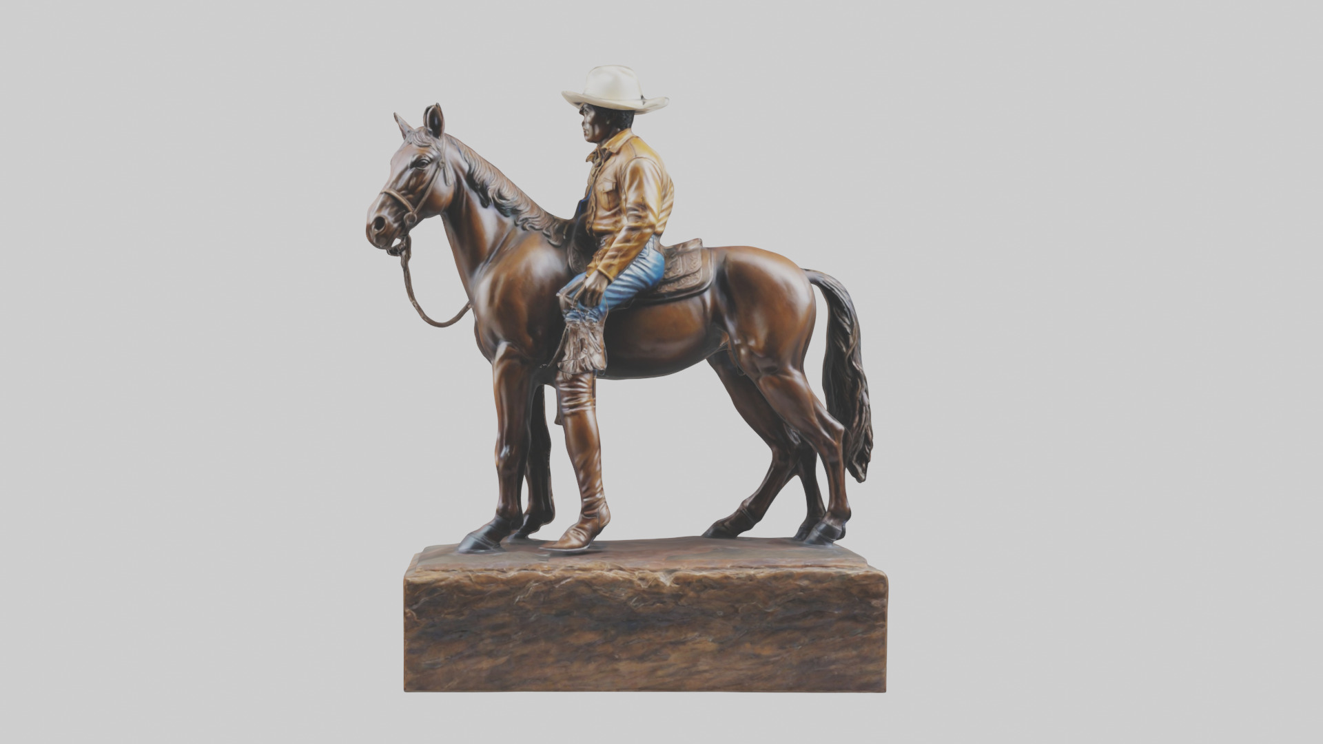 Cowboy and Horse statue model Low-poly 3D model_17