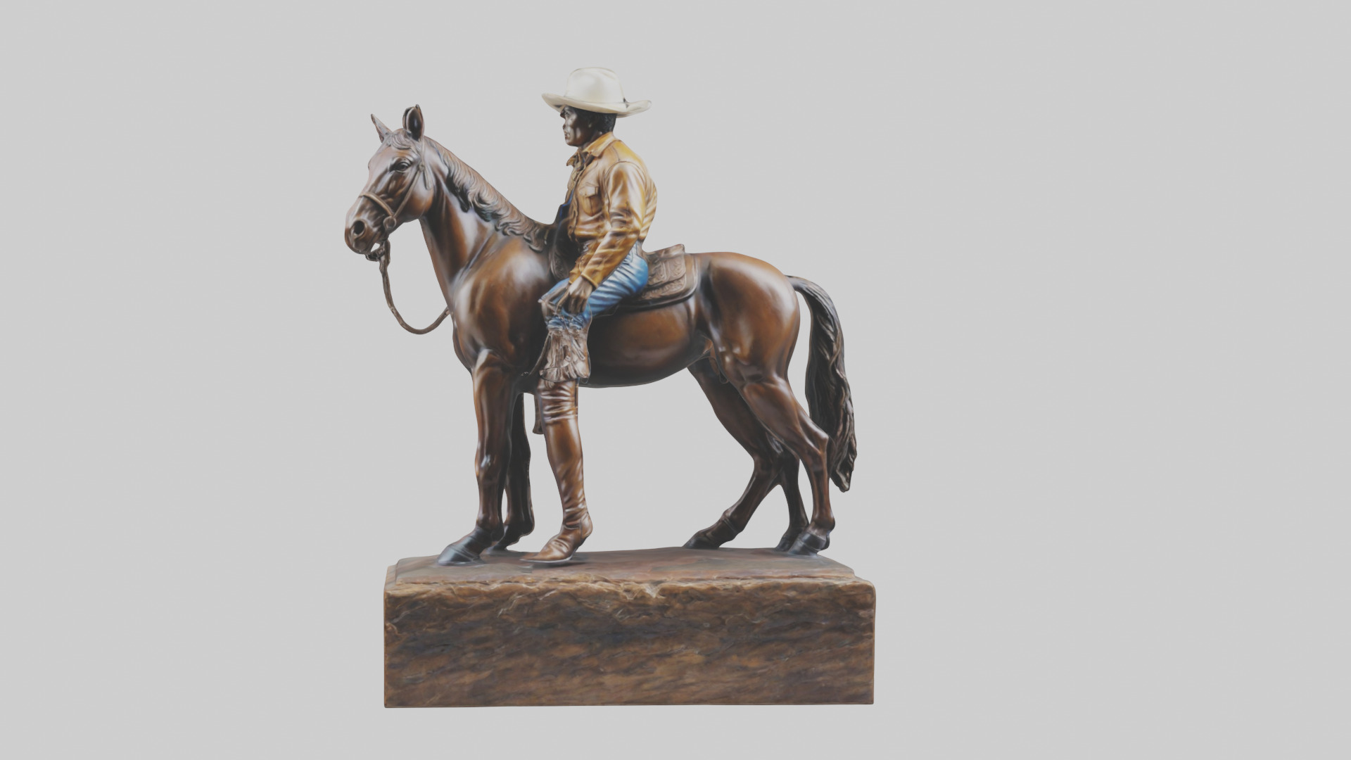 Cowboy and Horse statue model Low-poly 3D model_20