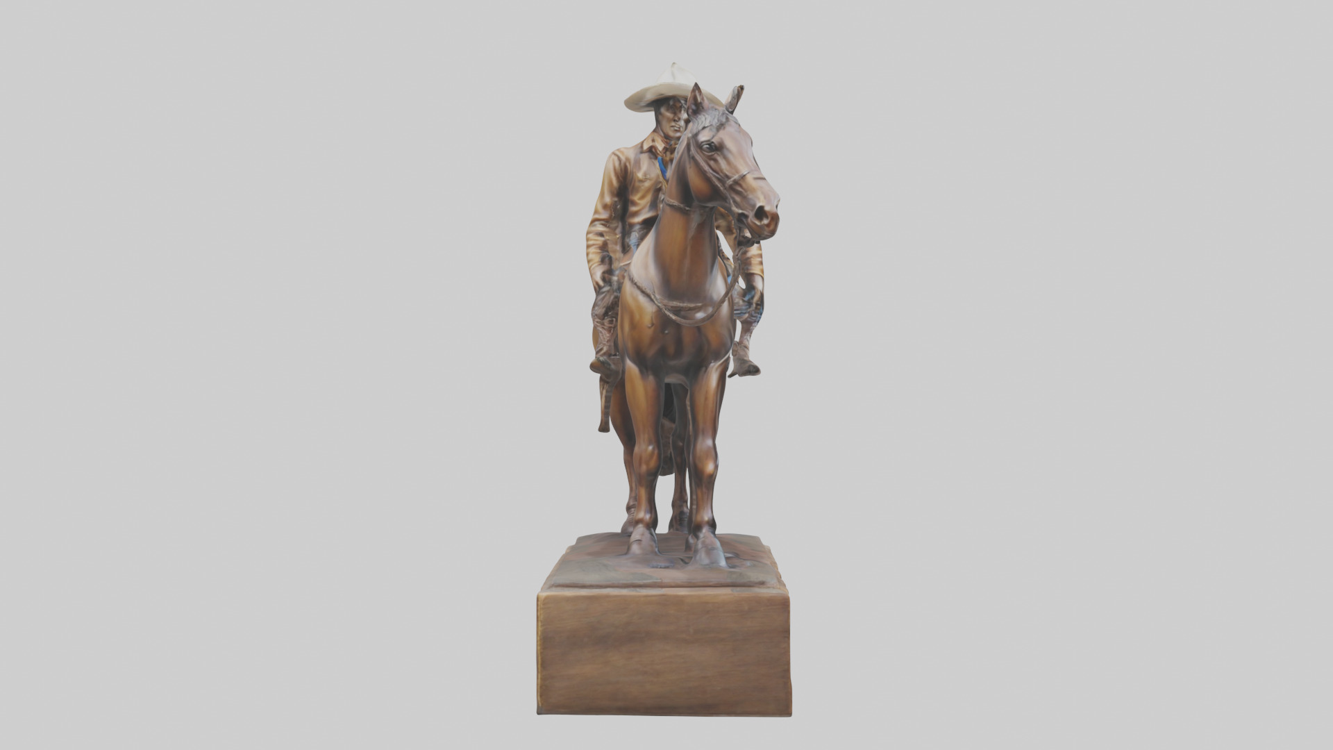 Cowboy and Horse statue model Low-poly 3D model_23