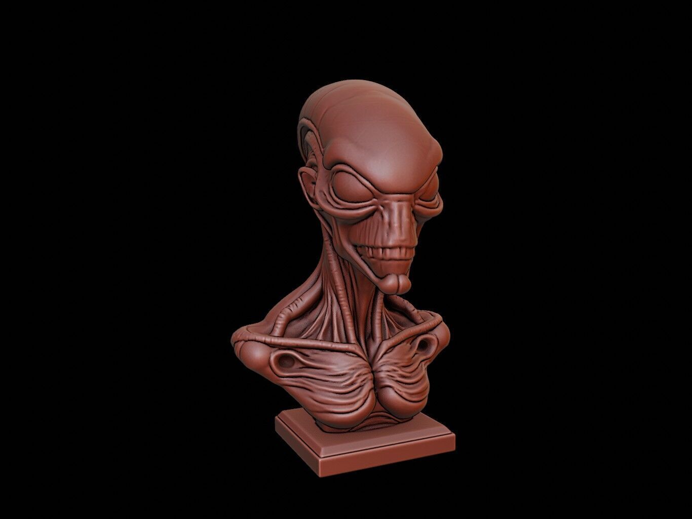 Alien Bust 3D print model_1