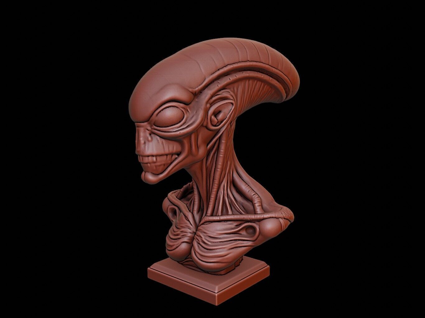 Alien Bust 3D print model_2