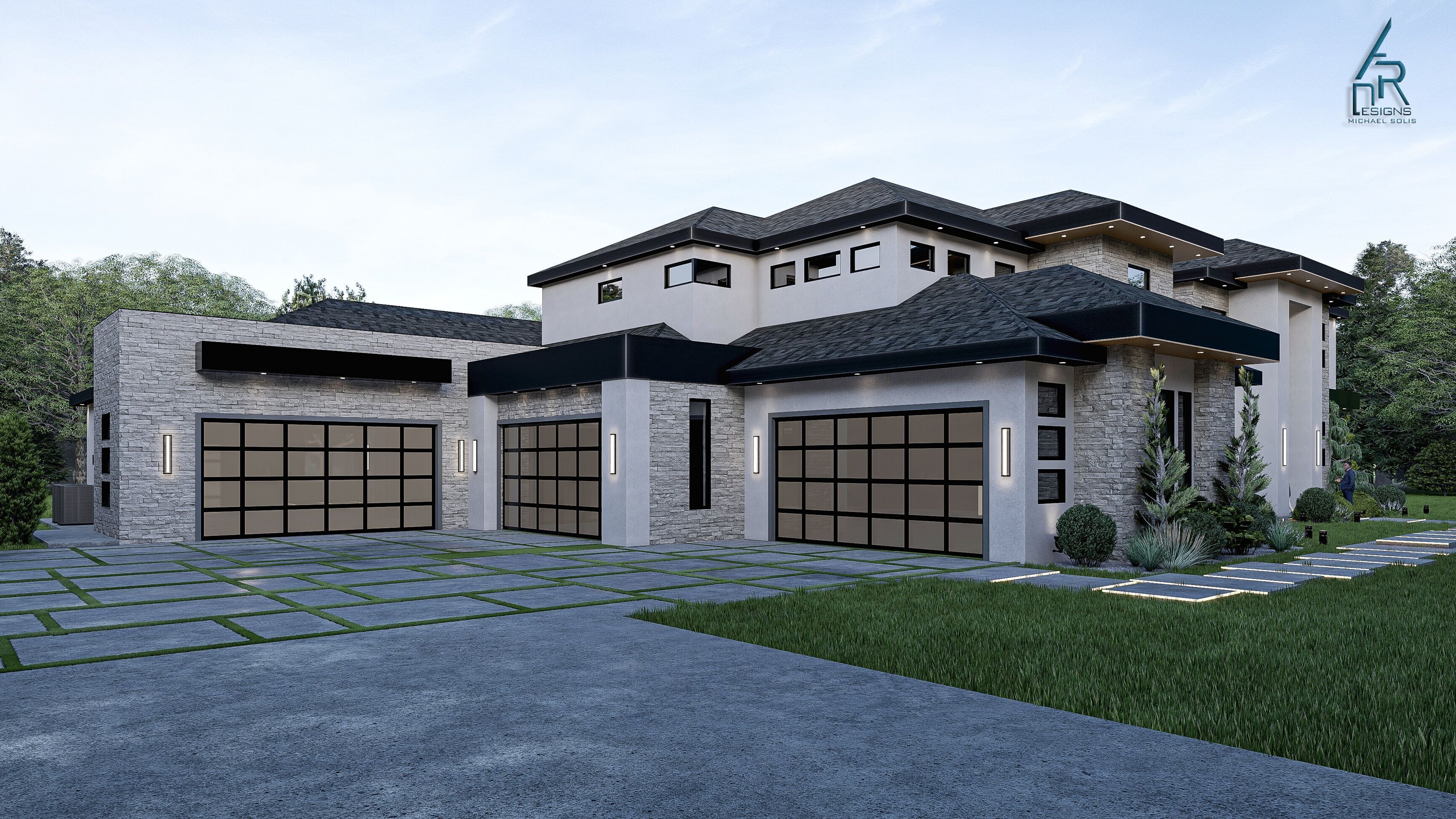 Modern House Number 3 - Stl-Dae file - 3d model Only 3D print model_2